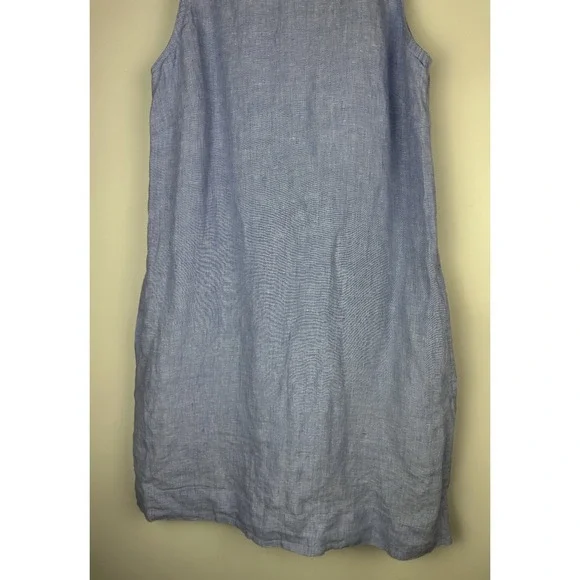 J.crew 100% Linen Button Back Shift Dress in Beauchamps J2466 Blue Size XS - Picture 4 of 12